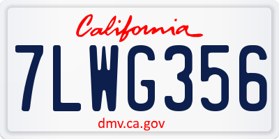 CA license plate 7LWG356