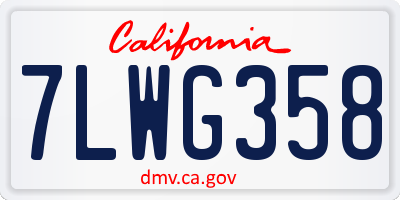 CA license plate 7LWG358