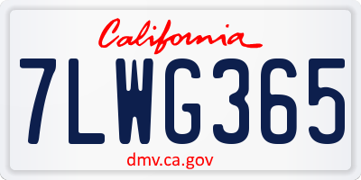 CA license plate 7LWG365