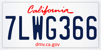 CA license plate 7LWG366