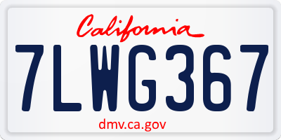 CA license plate 7LWG367