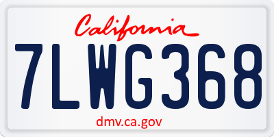 CA license plate 7LWG368