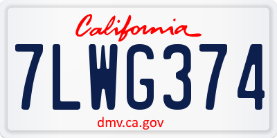 CA license plate 7LWG374