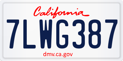 CA license plate 7LWG387