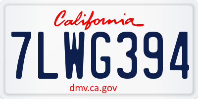 CA license plate 7LWG394
