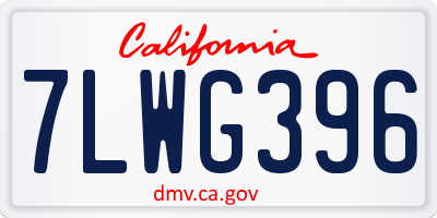 CA license plate 7LWG396