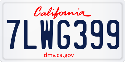 CA license plate 7LWG399
