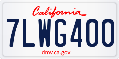CA license plate 7LWG400