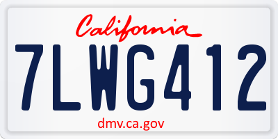 CA license plate 7LWG412