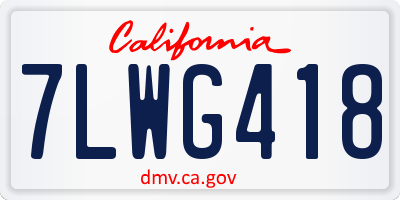 CA license plate 7LWG418
