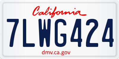 CA license plate 7LWG424