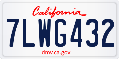 CA license plate 7LWG432