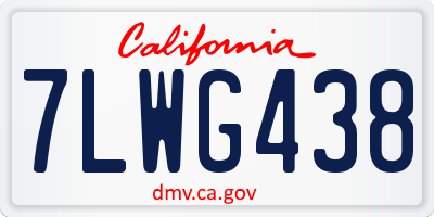 CA license plate 7LWG438