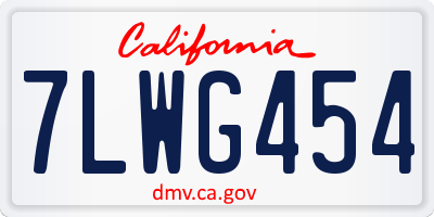 CA license plate 7LWG454