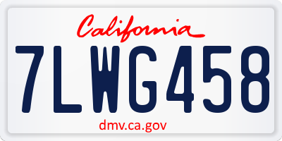 CA license plate 7LWG458