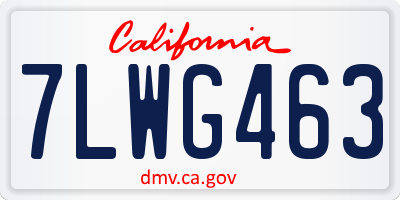 CA license plate 7LWG463