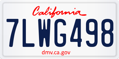 CA license plate 7LWG498