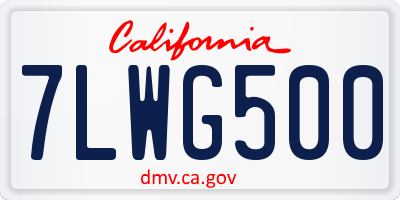 CA license plate 7LWG500