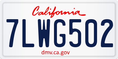 CA license plate 7LWG502