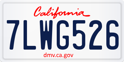 CA license plate 7LWG526