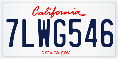 CA license plate 7LWG546
