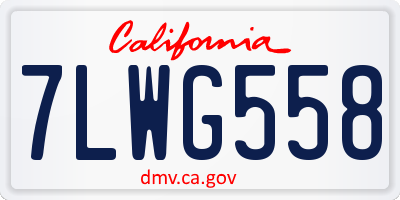 CA license plate 7LWG558