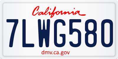 CA license plate 7LWG580