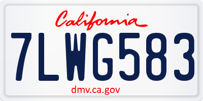 CA license plate 7LWG583