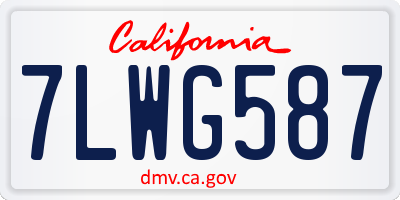 CA license plate 7LWG587