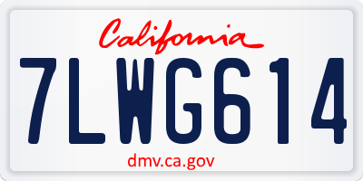CA license plate 7LWG614