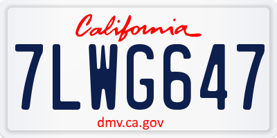 CA license plate 7LWG647