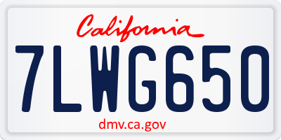 CA license plate 7LWG650