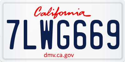 CA license plate 7LWG669