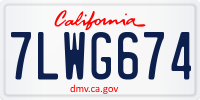 CA license plate 7LWG674