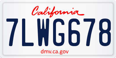 CA license plate 7LWG678
