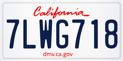 CA license plate 7LWG718