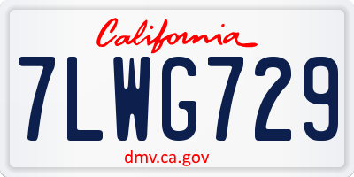 CA license plate 7LWG729