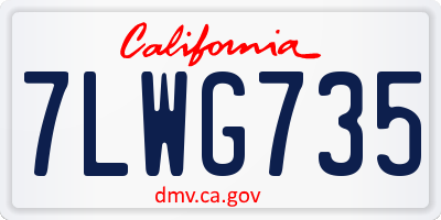 CA license plate 7LWG735
