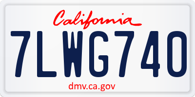 CA license plate 7LWG740