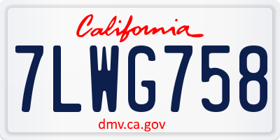 CA license plate 7LWG758