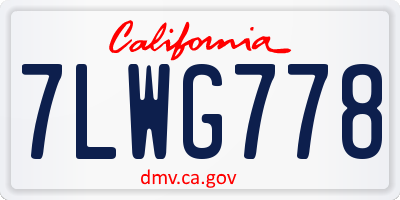 CA license plate 7LWG778