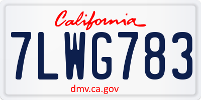 CA license plate 7LWG783