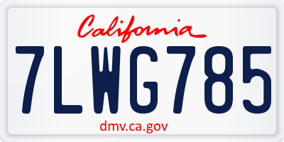 CA license plate 7LWG785
