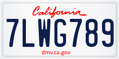CA license plate 7LWG789