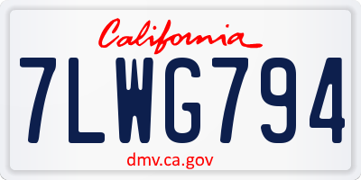 CA license plate 7LWG794