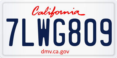 CA license plate 7LWG809