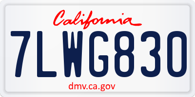 CA license plate 7LWG830