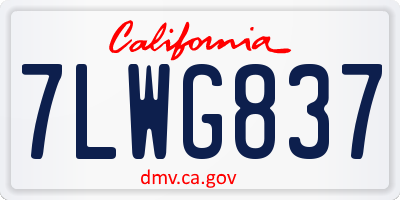 CA license plate 7LWG837