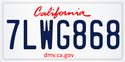 CA license plate 7LWG868