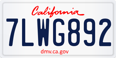 CA license plate 7LWG892